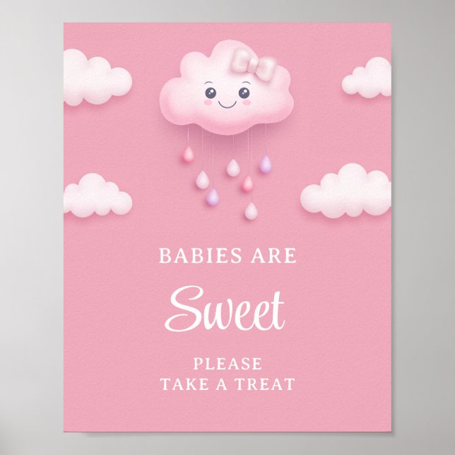 Poster Nuage rose pastel doux neuf filles bébés sont doux (Devant)