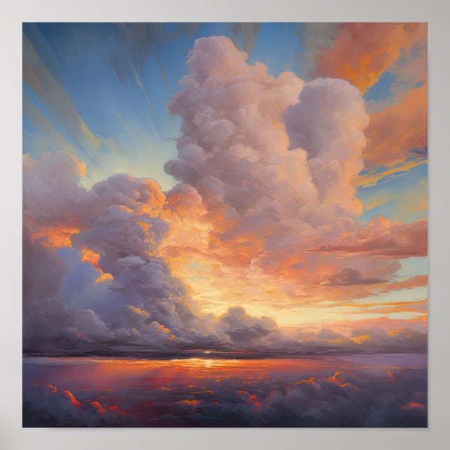 Poster Nuages à Dawn Peinture Art Imprimer l'affiche (Devant)