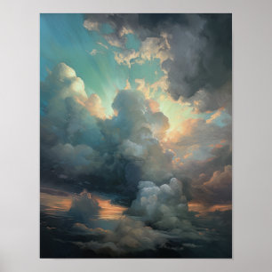 Poster Nuages à Dawn Peinture Art Imprimer l'affiche