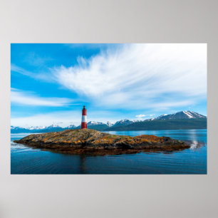Poster Nuages au-dessus d'un phare près d'Ushuaia, Argen