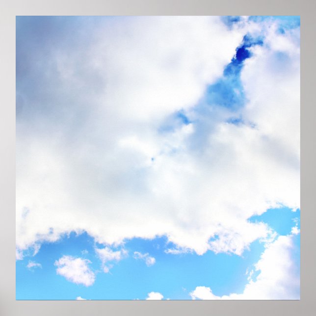 Poster Nuages blancs et ciel bleu (Devant)