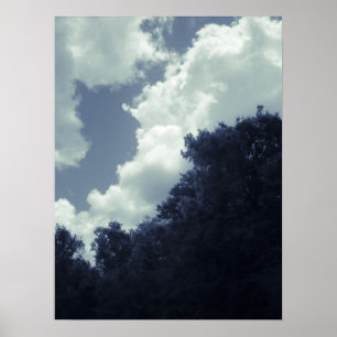 Poster Nuages bleus, ciel et arbres