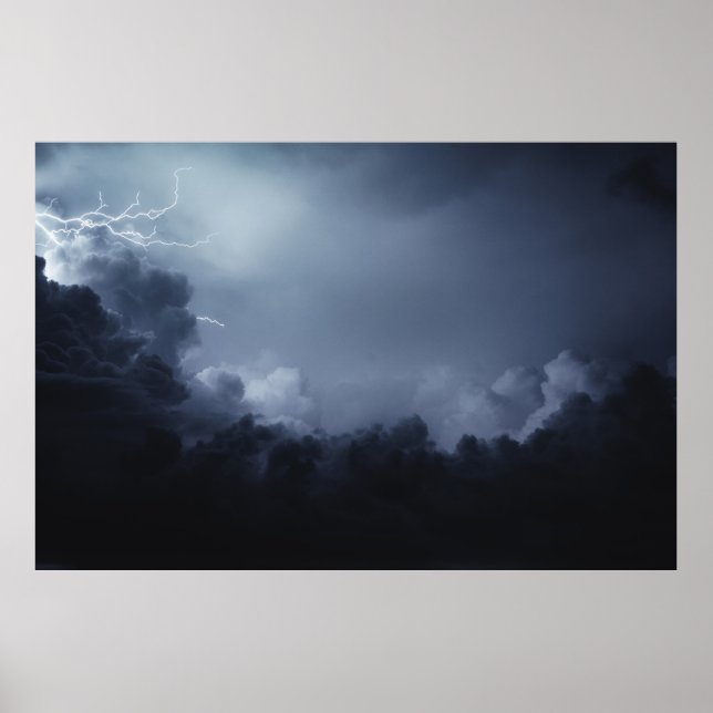 POSTER NUAGES CUMULUS ET ÉCLAIRAGE (Devant)