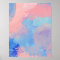 Nuages d'aquarelle Abstraits en bleu et rose