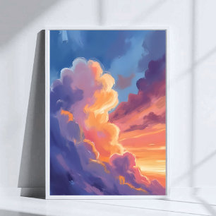 Poster Nuages de coucher de soleil   Peinture de ciel à l