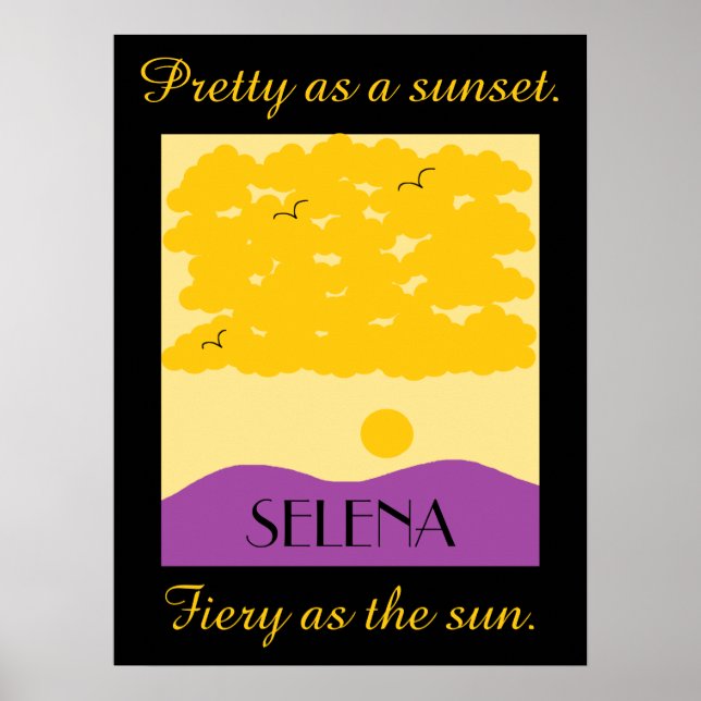 Poster Nuages de coucher de soleil sur les collines viole (Devant)