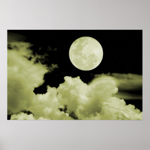 Poster NUAGES DE Pleine lune JAUNE