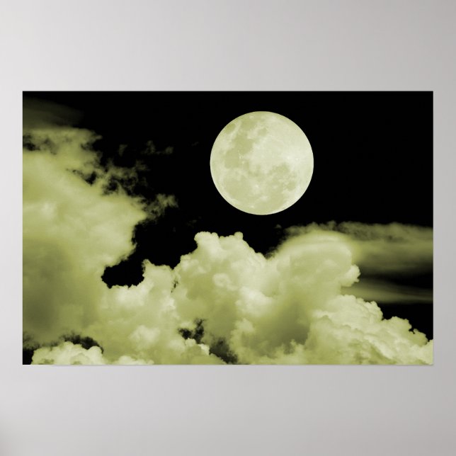 Poster NUAGES DE Pleine lune JAUNE (Devant)