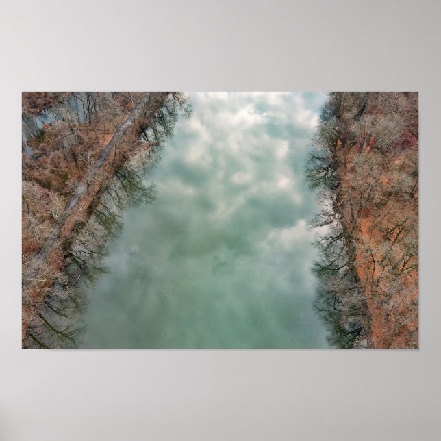 Poster Nuages de rivière Schuylkill reflétant (Devant)