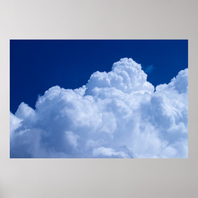 Poster Nuages gonflés dans le ciel bleu (Devant)