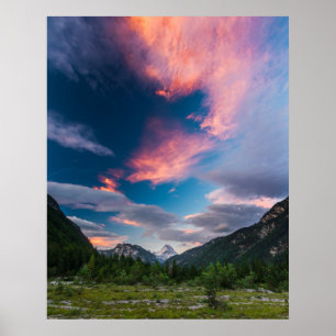 Poster Nuages incroyables de coucher de soleil sur le mon