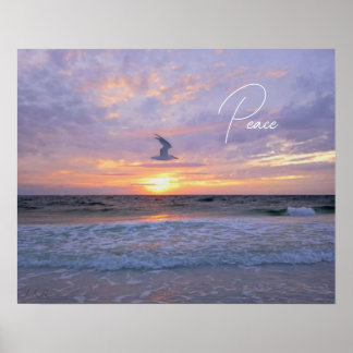 Poster Nuages lumineux au-dessus du coucher du soleil