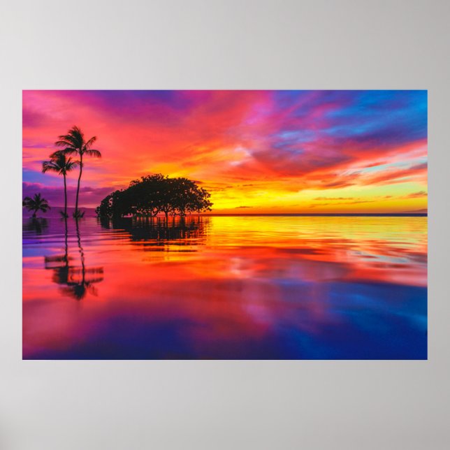 Poster Nuages majestueux et réflexion (Devant)