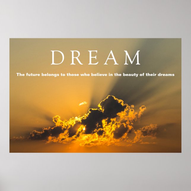 Poster Nuages Motivationnels de rêve, coucher de soleil d (Devant)