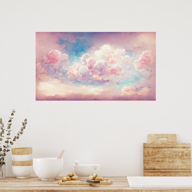 Poster Nuages Pastel Rose Cloudscape Art (Cuisine)