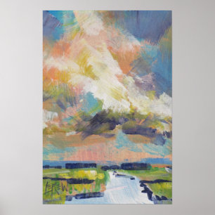 Poster Nuages sur la peinture de marais / Artiste Larry L