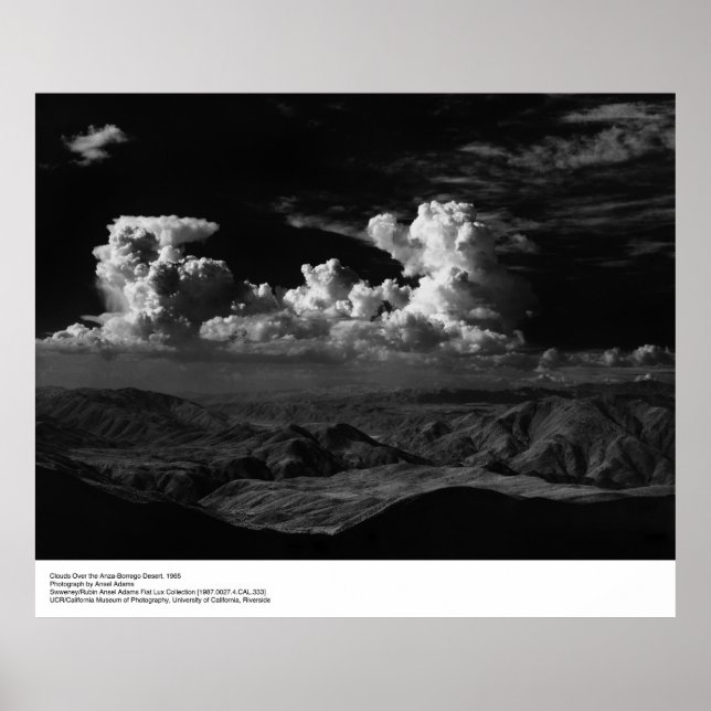 Poster Nuages sur le désert, 1965, par Ansel Adams (Devant)