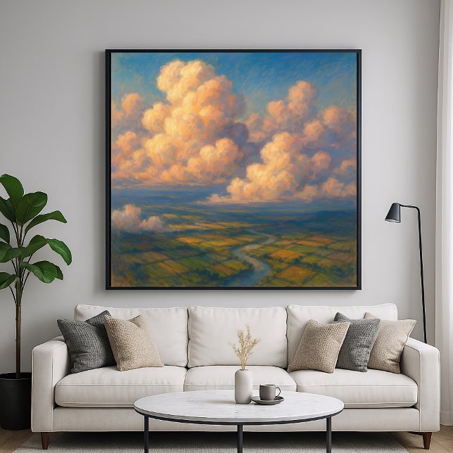 Poster Nuages sur paysage - Style de peinture au pastel (Créateur téléchargé)