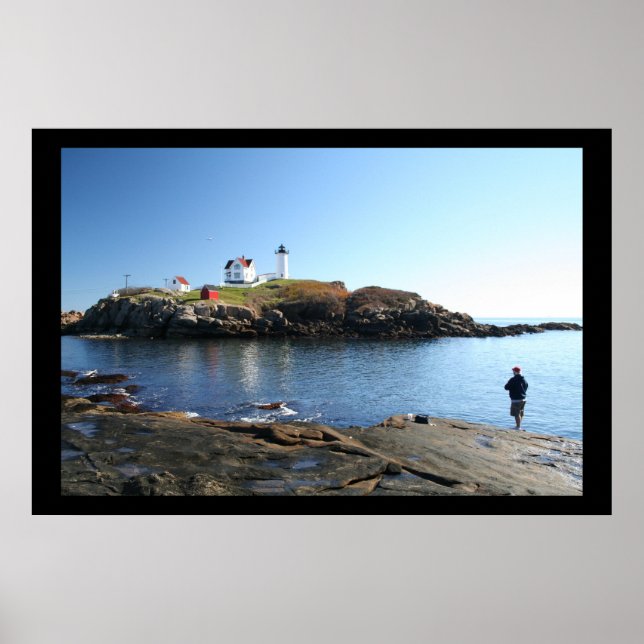 Poster Nubble Lighthouse York Maine Fishing (Devant)