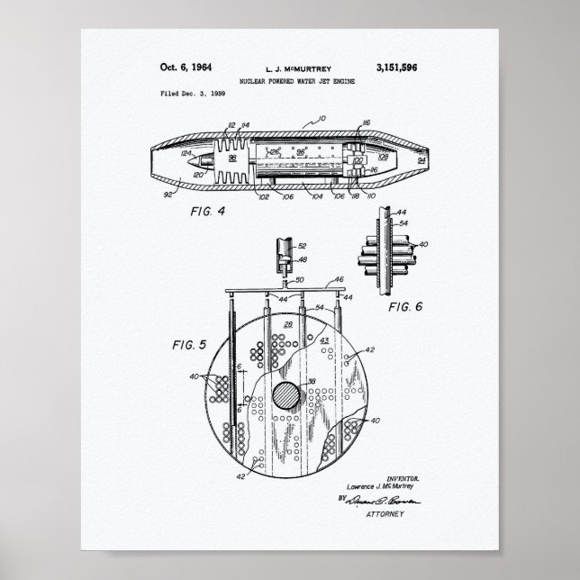 Poster Nuclear Water Jet Engine 1959 Art Livre blanc (Devant)