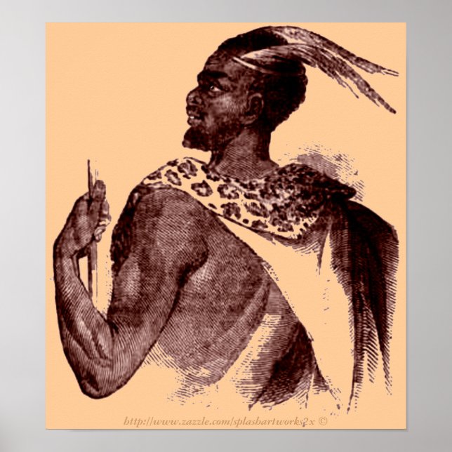 Poster Nuer Chef -1850-Ethiopian Africain dans la bataill (Devant)