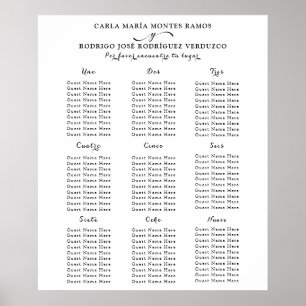 Poster NUESTRA BODA Espagnol Mariage Carte de siège