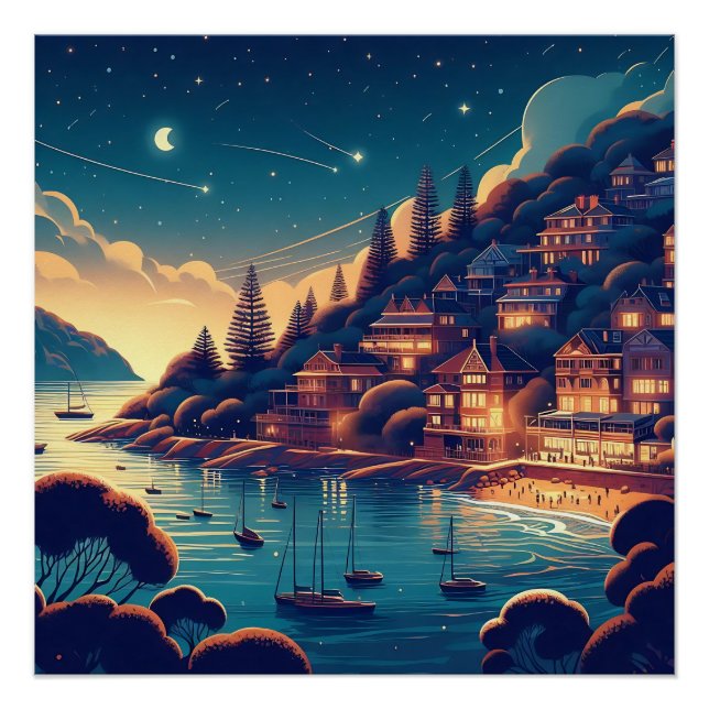 Poster Nuit Côtière Enchantée (Devant)