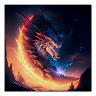 Poster Nuit de feu Dragon Scape