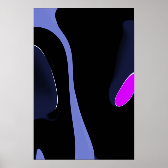 Poster Nuit de la Comète : Bleu Abstrait, Violet & Noir (Devant)