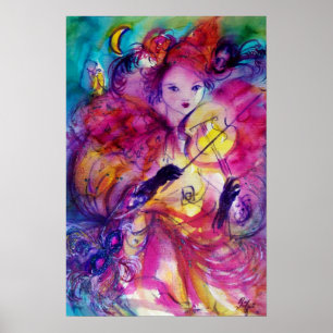 Poster NUIT DE MASCARADE Musicien de Carnaval en costume