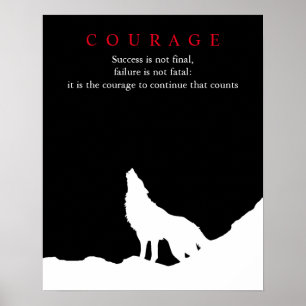 Poster Nuit de pleine lune du loup Motivation Courage