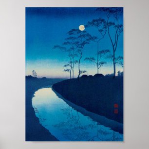Poster Nuit de Pleine lune, Koho Shoda, Coupe de bois