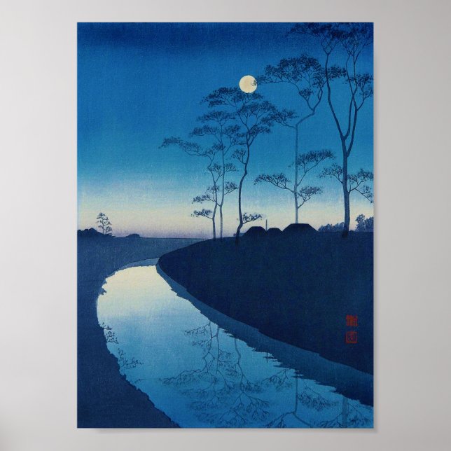 Poster Nuit de Pleine lune, Koho Shoda, Coupe de bois (Devant)