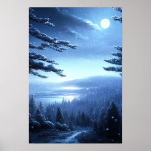 Poster Nuit d'hiver dans la forêt