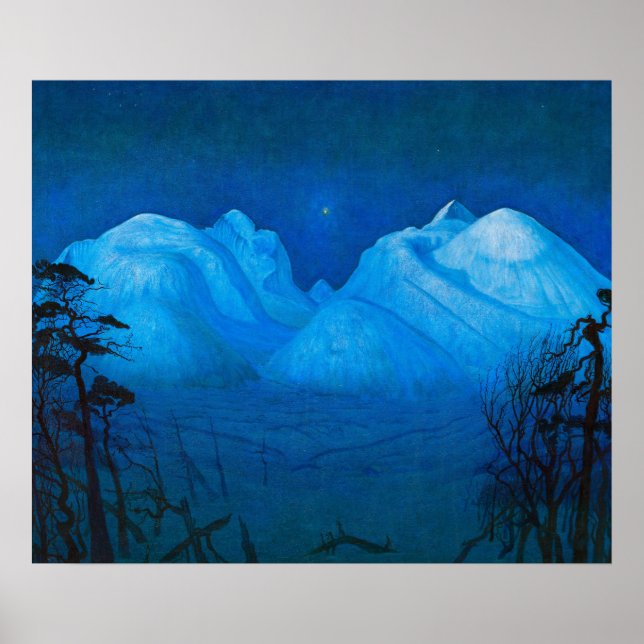 Poster Nuit d'hiver dans les montagnes par Harald Sohlber (Devant)
