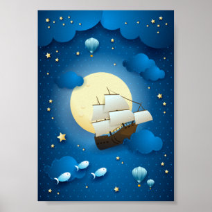 Poster Nuit d'Imaginaire avec voilier