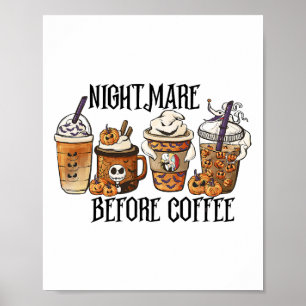 Poster Nuit effrayante avant café Citrouille épice Hallow