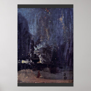 Poster Nuit en noir et or le Rocket en baisse par Jame