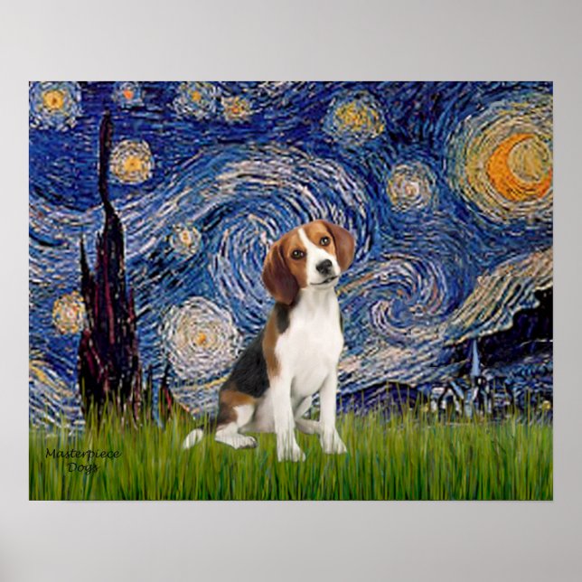 Poster Nuit étoilée - Beagle #1 (Devant)