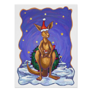 Poster Nuit étoilée de Noël Kangaroo