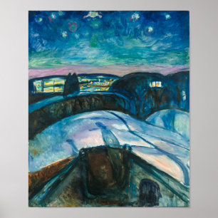 Poster Nuit étoilée   Edvard Munch  
