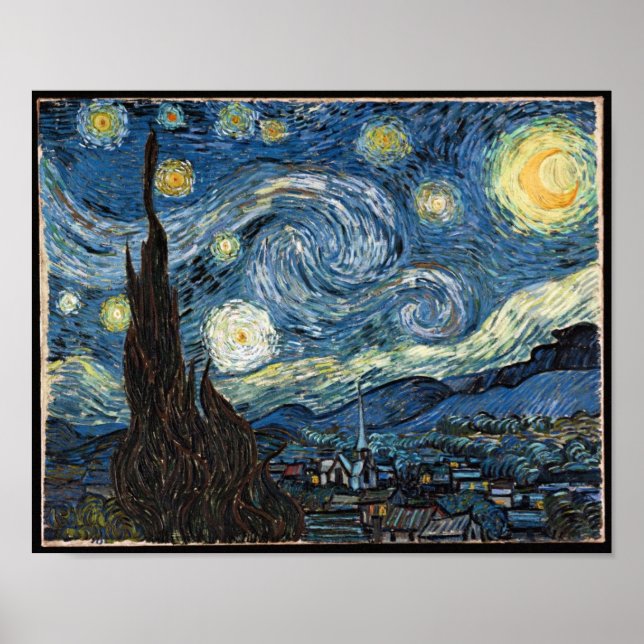 Poster Nuit étoilée par Vincent Van Gogh (Devant)