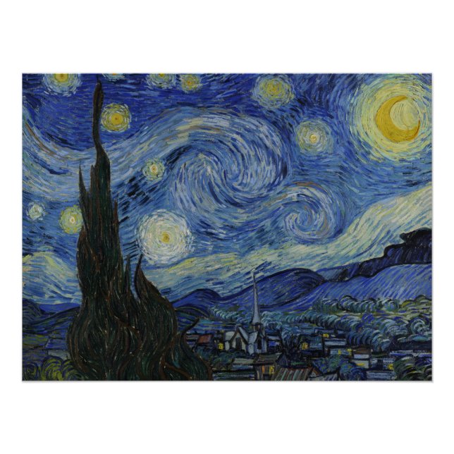 Poster Nuit étoilée par Vincent Van Gogh (Devant)