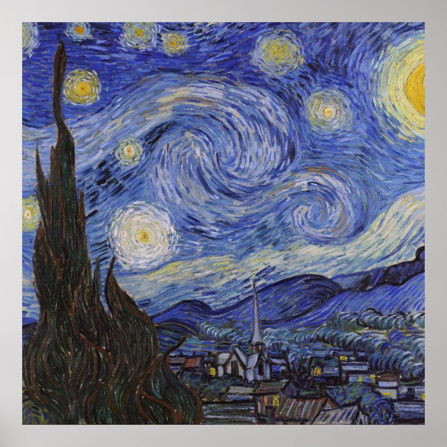 Poster Nuit étoilée par Vincent Willem van Gogh (Devant)