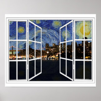 Poster Nuit étoilée sur San Francisco Californie