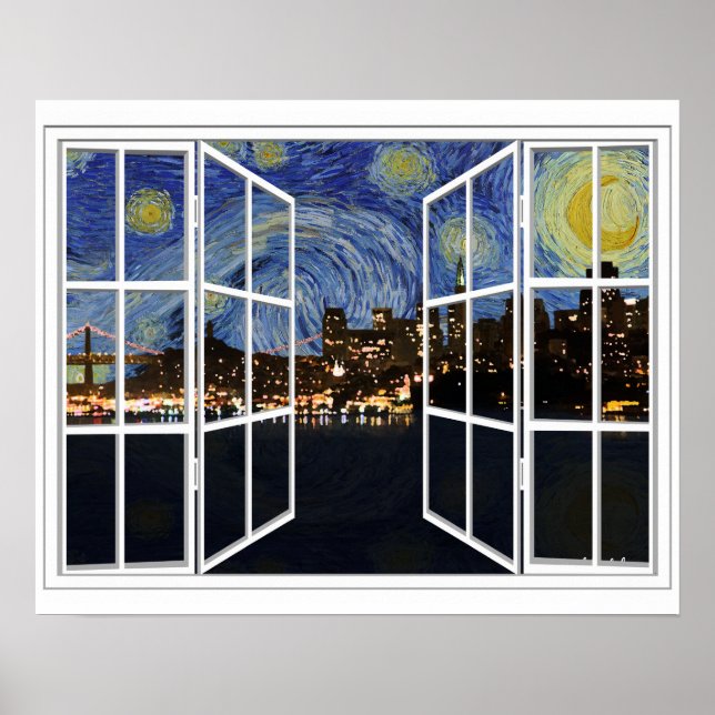Poster Nuit étoilée sur San Francisco Californie (Devant)