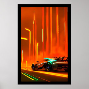 Poster Nuit Neon Race 3000 - Ken Gage Art