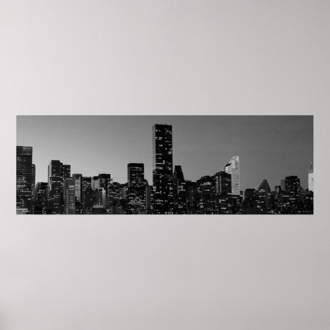 Poster Nuit Noir Noir Blanc New York (Devant)