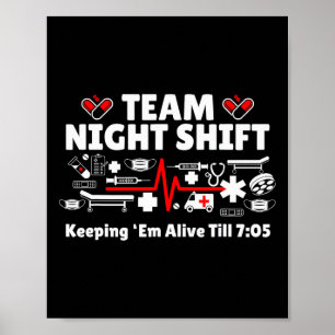 Poster Nuit Shift Nurse Life Rn Lpn Cna Soins de santé Co