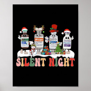 Poster Nuit silencieuse Joyeux Noël Infirmière Pilules Ph